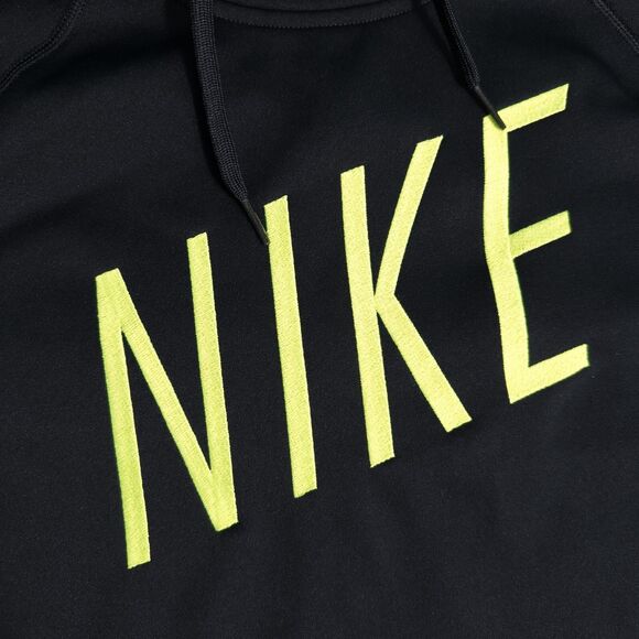 Nike Neon Spell Out Therma Dri Fit Hoodie Womens Medium Embroidered Black 803449 - Picture 7 of 12